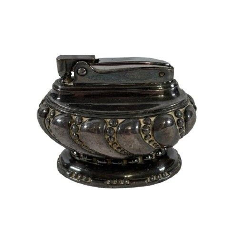 Vintage Ronson Crown Cigarette Cigar Table Lighter Sterling Silverplated - USA